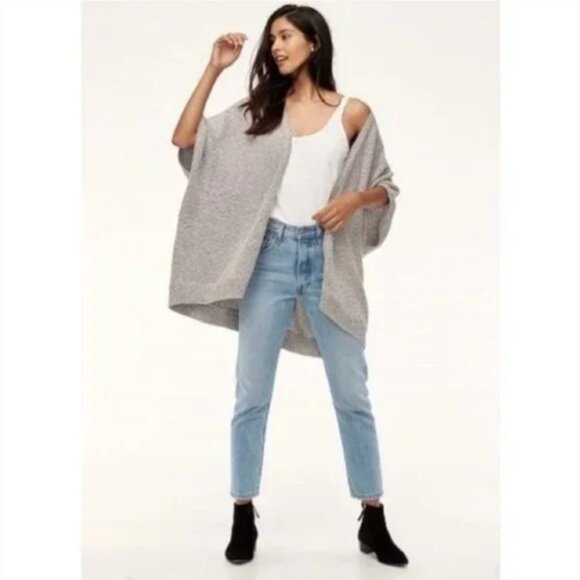 Aritzia Community Ionic Cape Cardigan Sweater Oversized Knit Heathered Gray - Picture 3 of 9